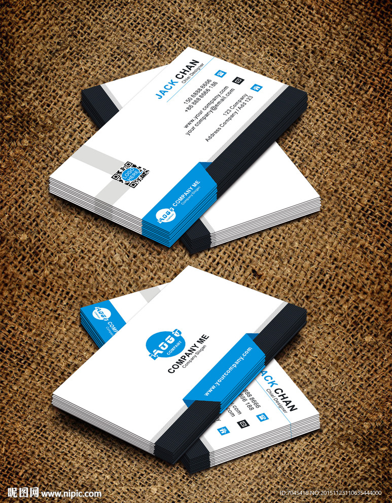 高档蓝色商业服务名片设计