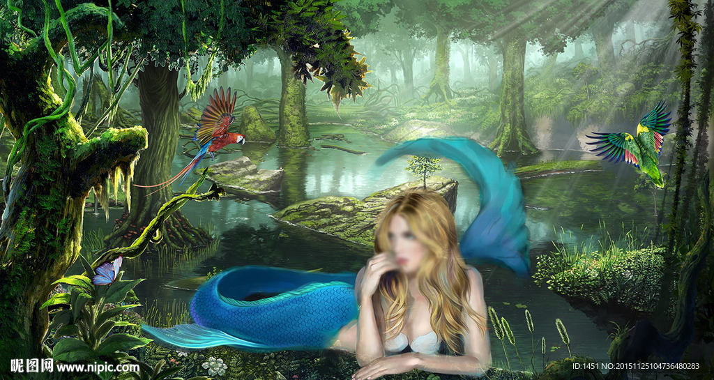 魔幻森林美人鱼写真模版