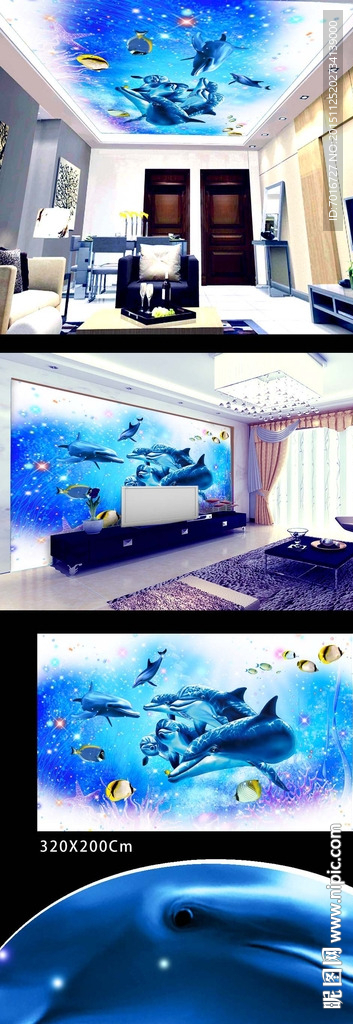 温馨海豚壁画