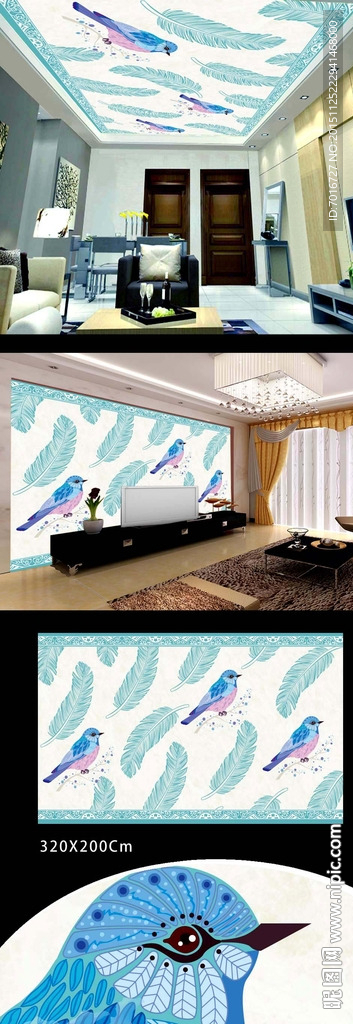 现代简约家居天花壁画