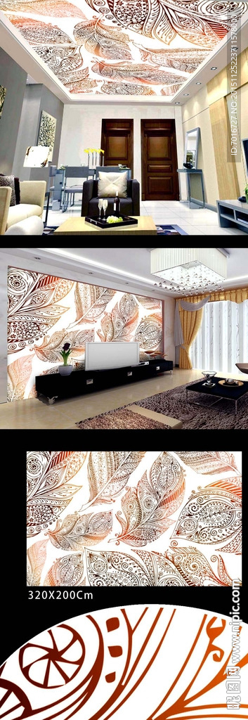 现代创意天花壁画