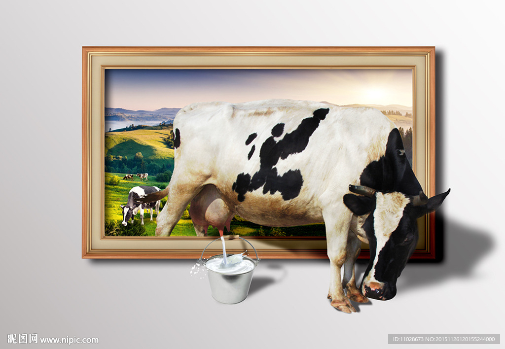 3D画奶牛挤奶