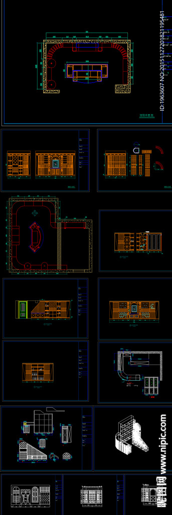 实木欧式酒窖酒柜系列精细CAD