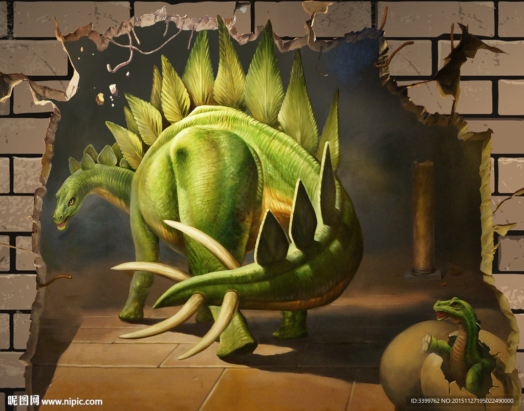 恐龙与蛋3D立体画