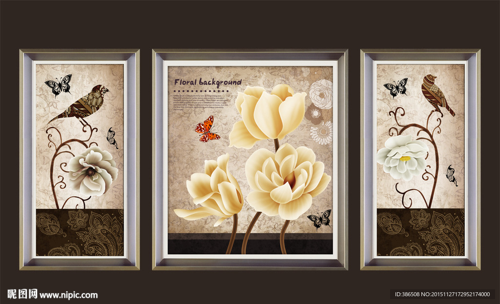 欧式花卉　装饰画　无框画图片