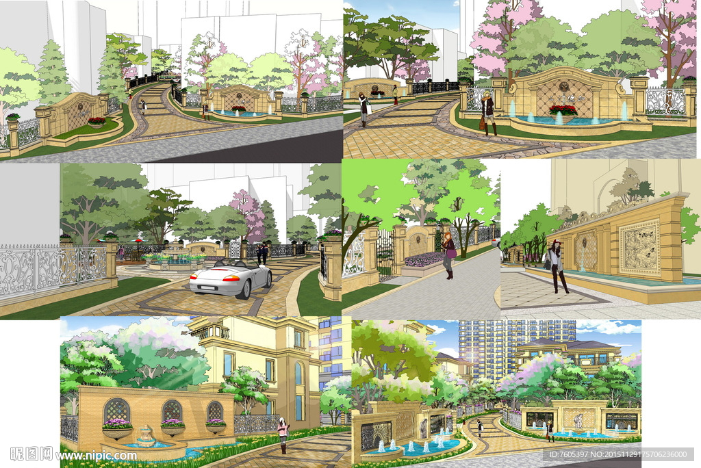 ArtDeco欧式景观小区模型
