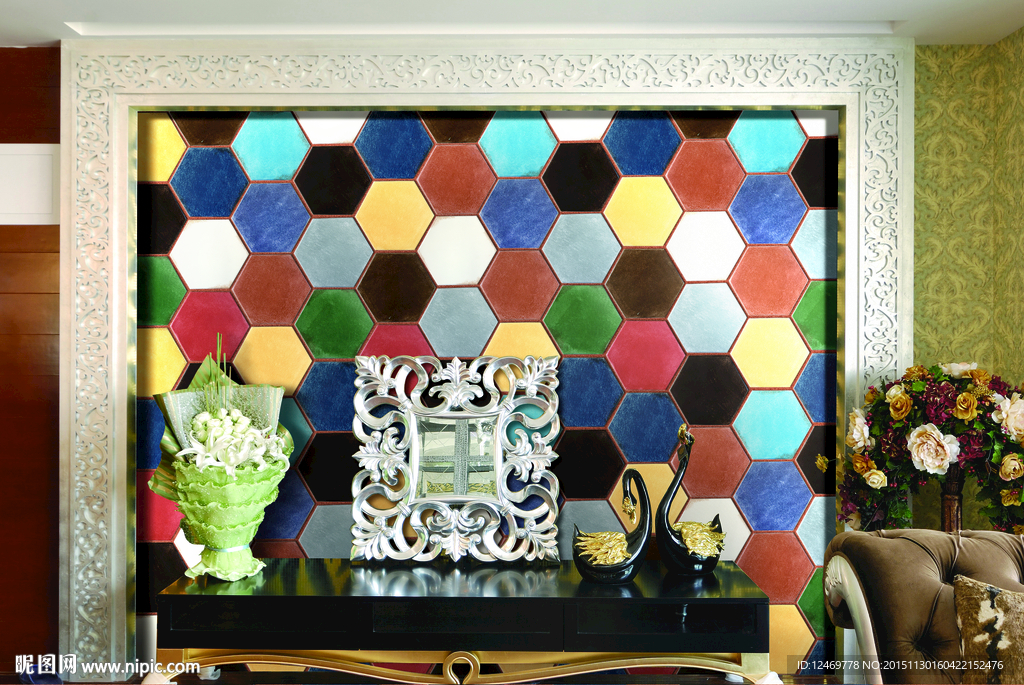 六角砖 效果图 背景墙 仿古砖