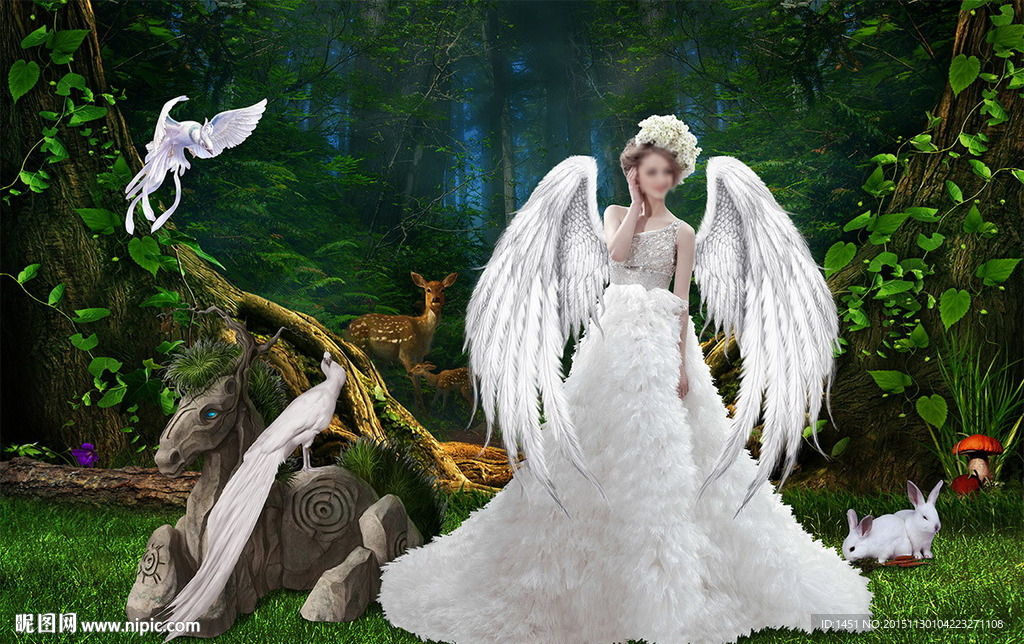 梦幻白衣天使美丽女神写真模版图片