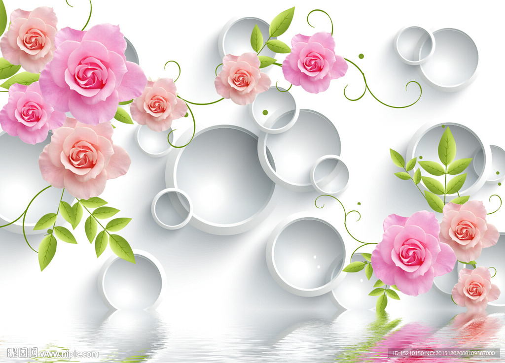 玫瑰花倒影