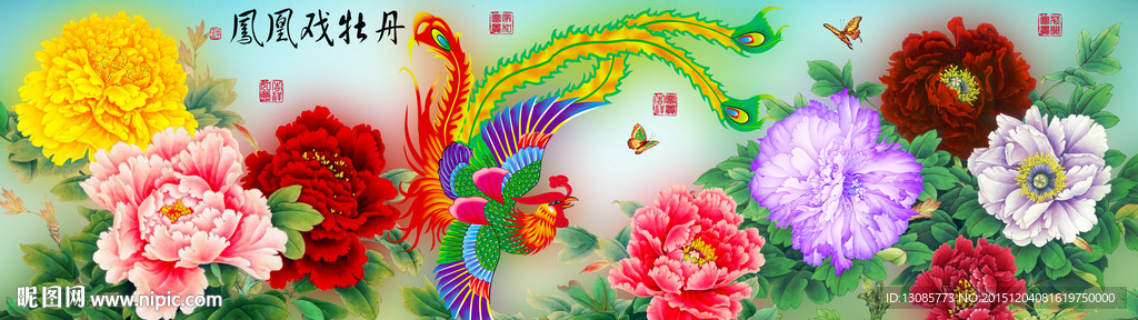 十字绣钻石画凤凰戏牡丹花开富贵