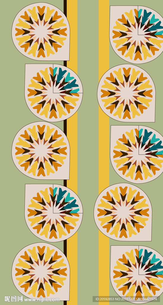 几何柠檬横切面装饰图案