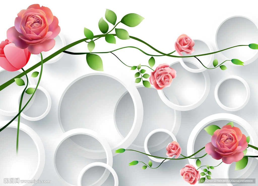 3D玫瑰花
