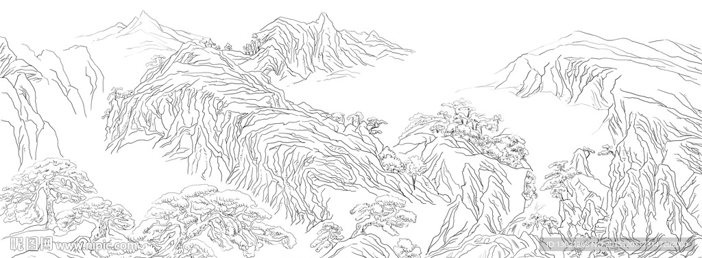 山水白描
