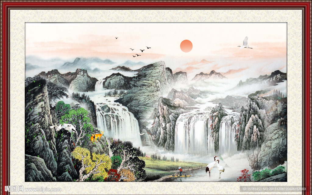 国画山水 旭日东升