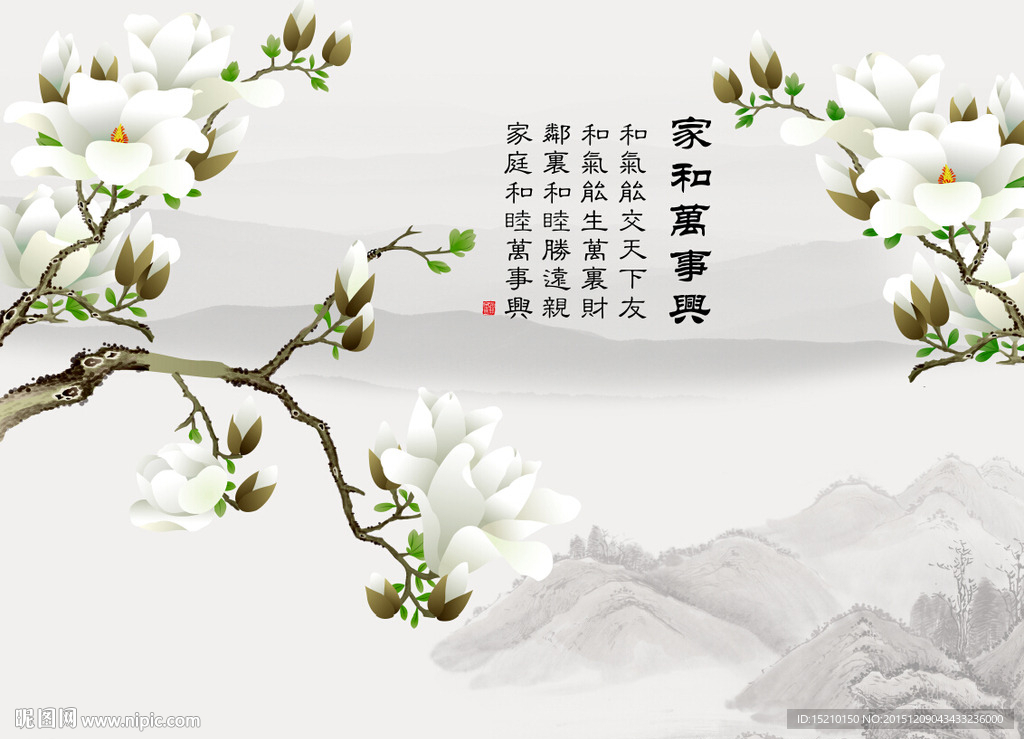 家和万事兴玉兰花