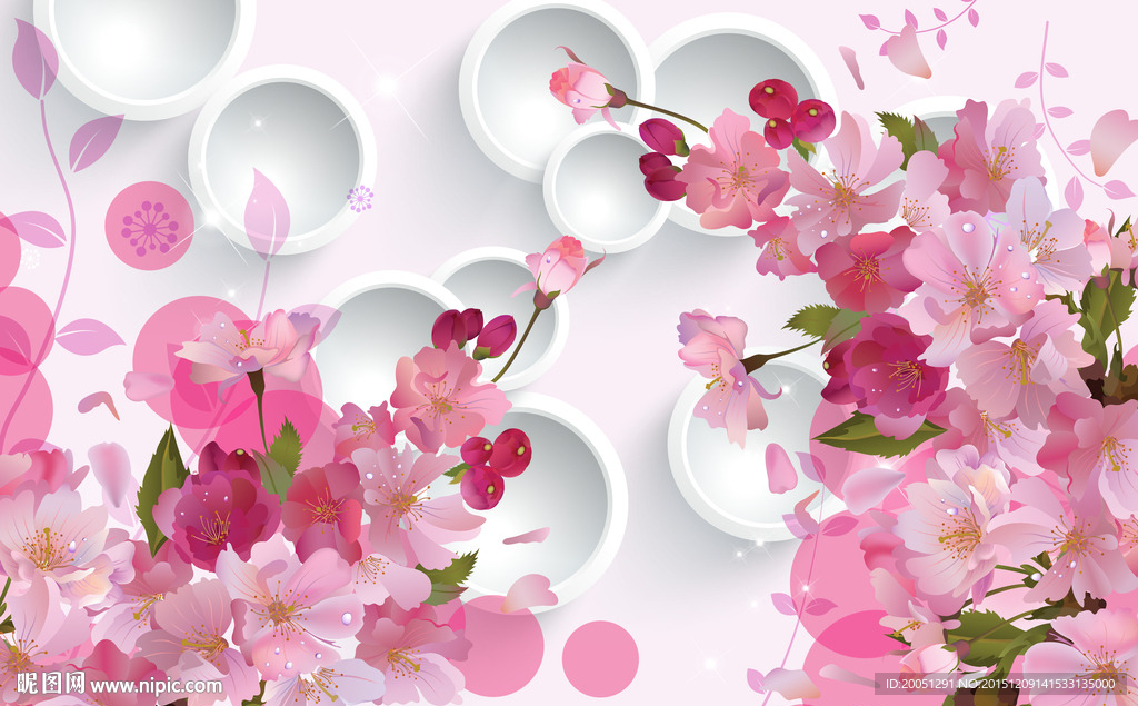 3d背景墙 梦幻花朵