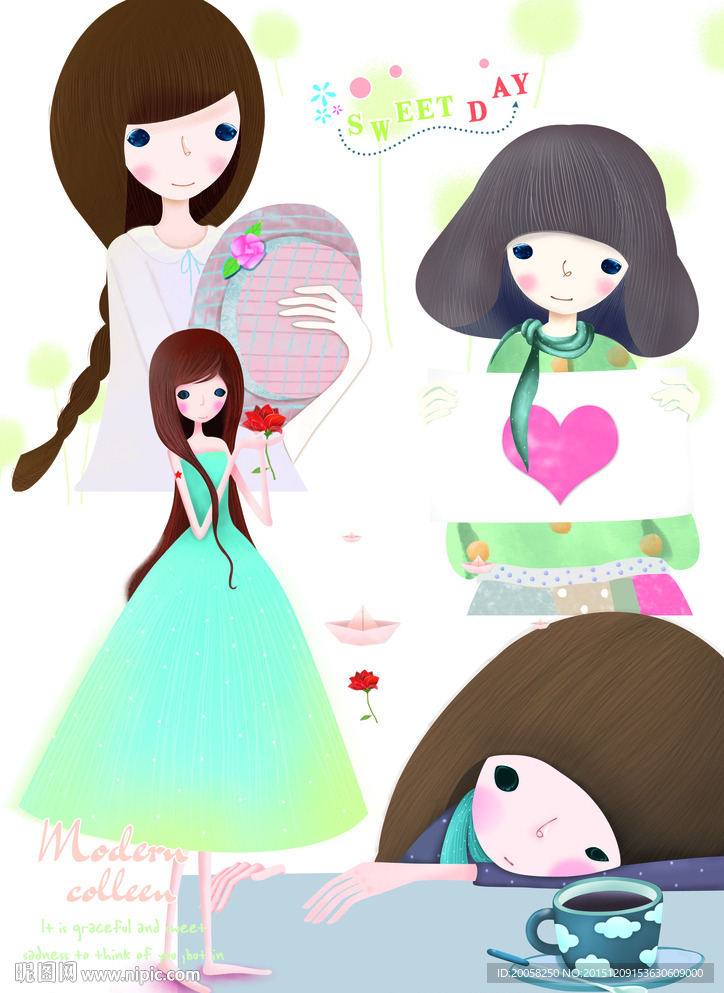 长发女孩echi韩版美少女素材