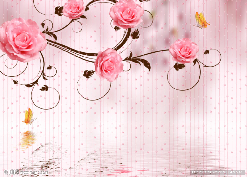 粉色玫瑰倒影图