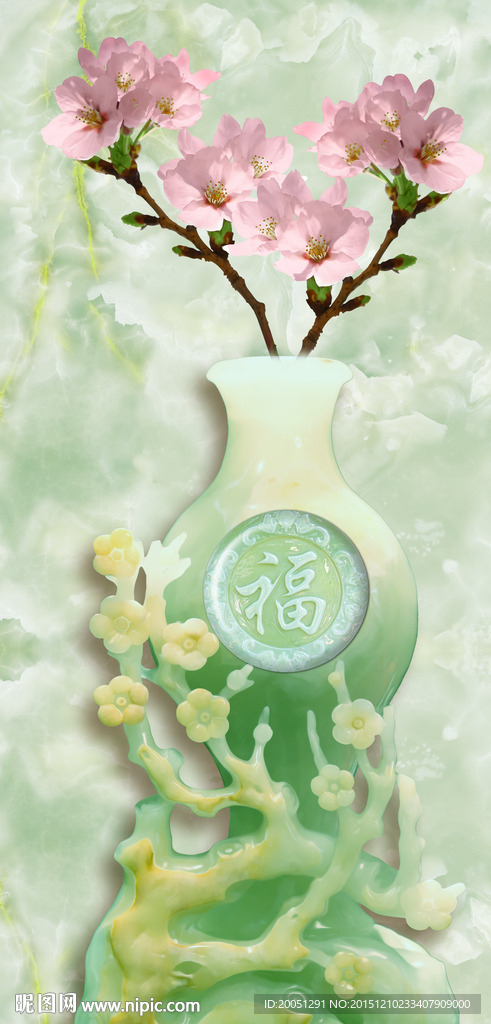 3d背景墙 玄关花瓶