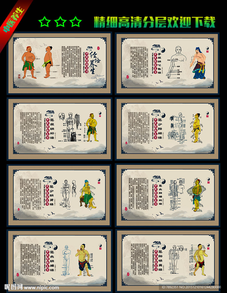 中华经络养生展板