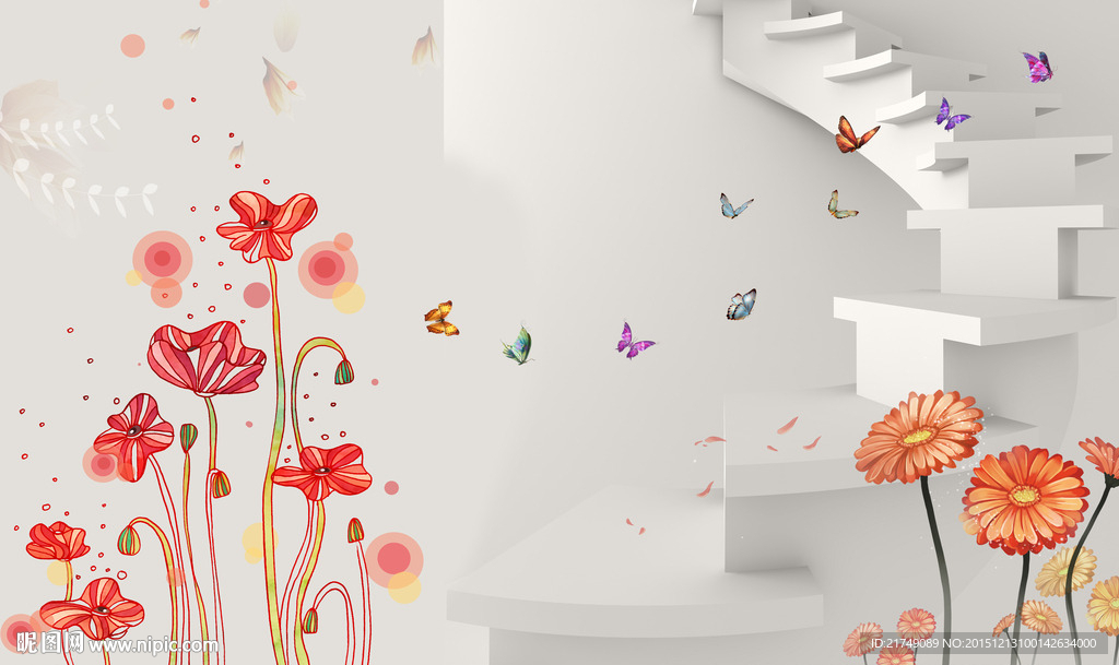 3D阶梯手绘花