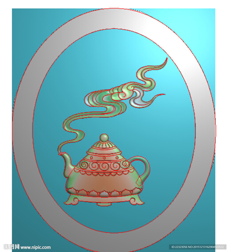 镂空茶壶窗花精雕灰度