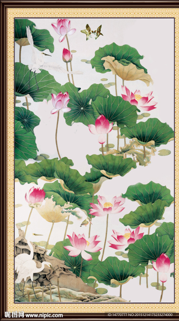 荷花壁画