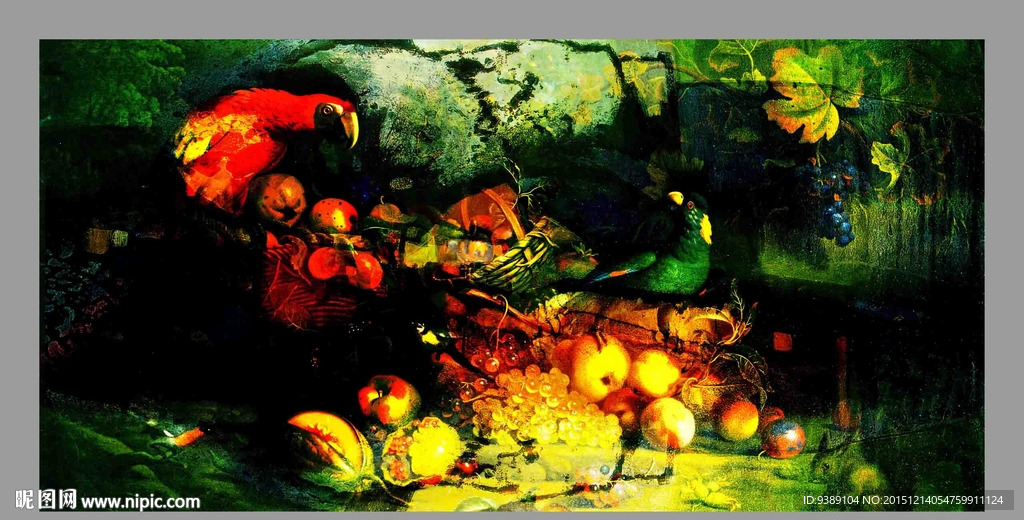 鹦鹉油画