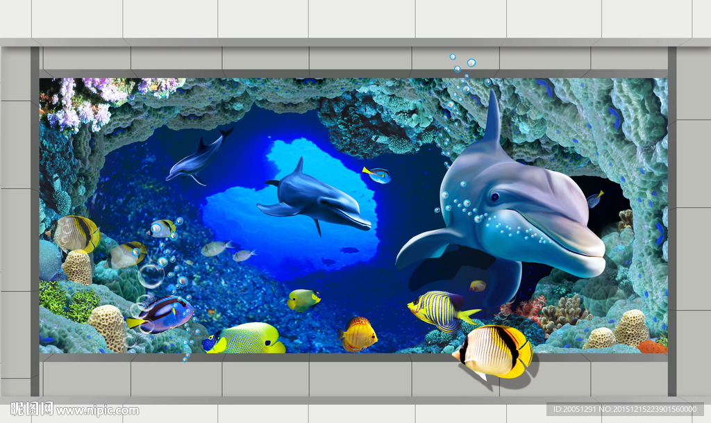 3d背景墙 海豚