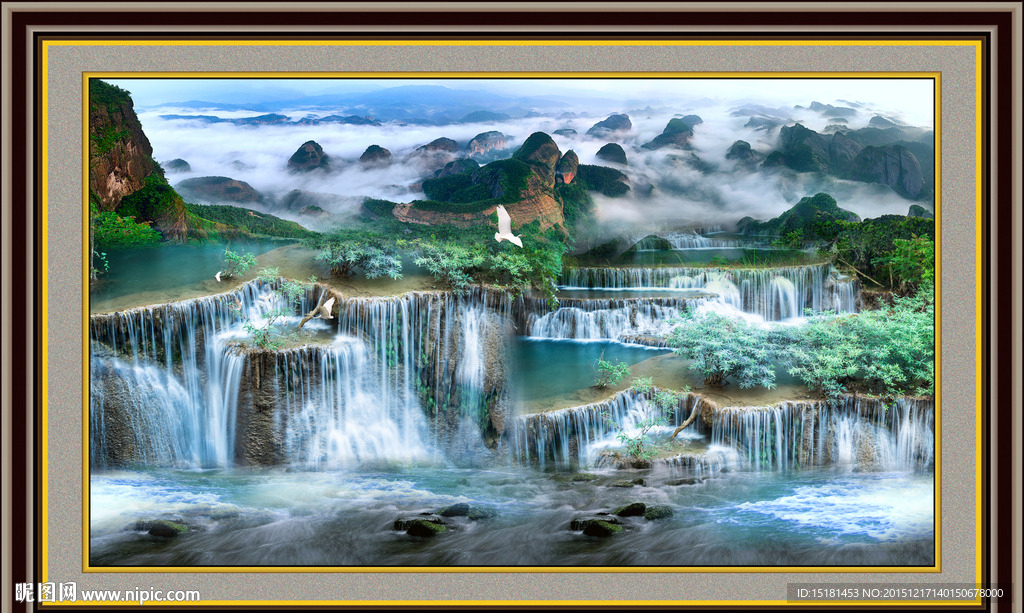 巨幅山水画 流水生财