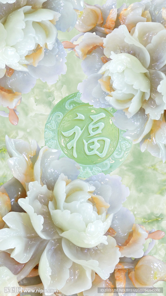 玉雕玄关牡丹