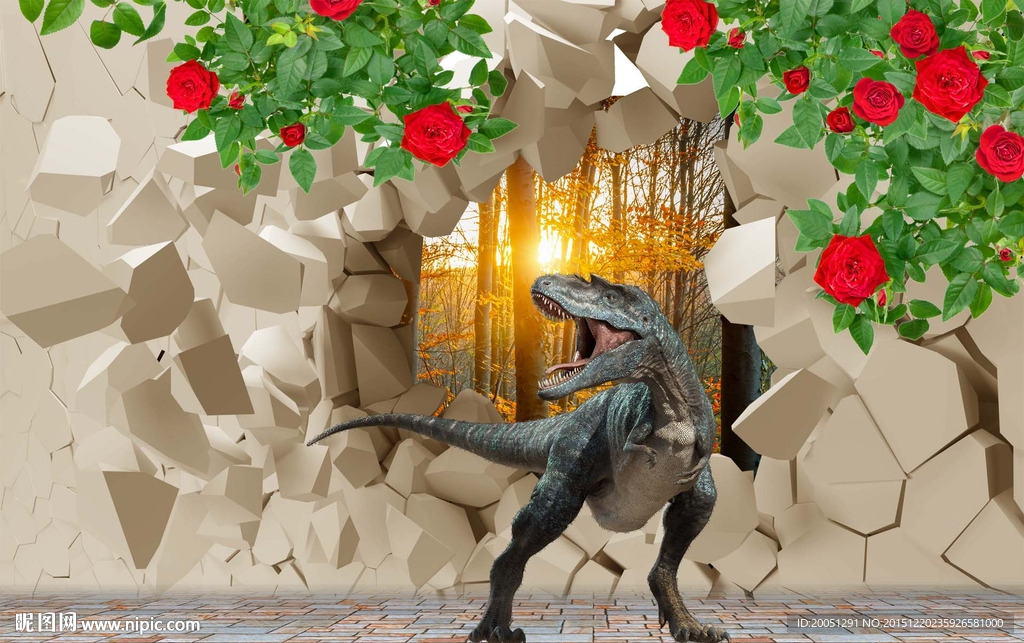 3d背景墙恐龙
