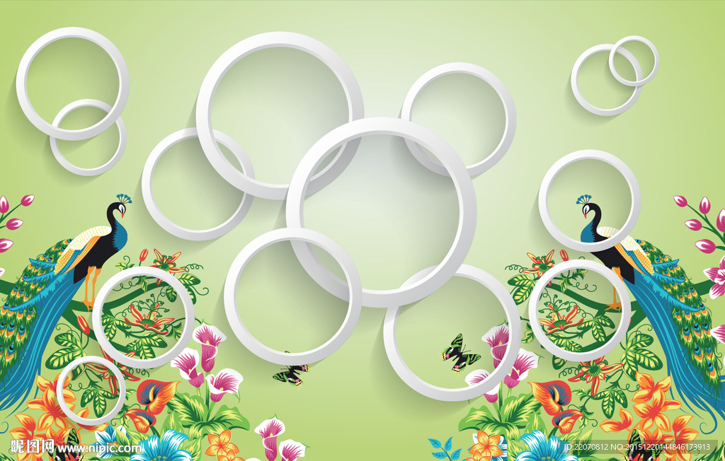 时尚孔雀背景墙