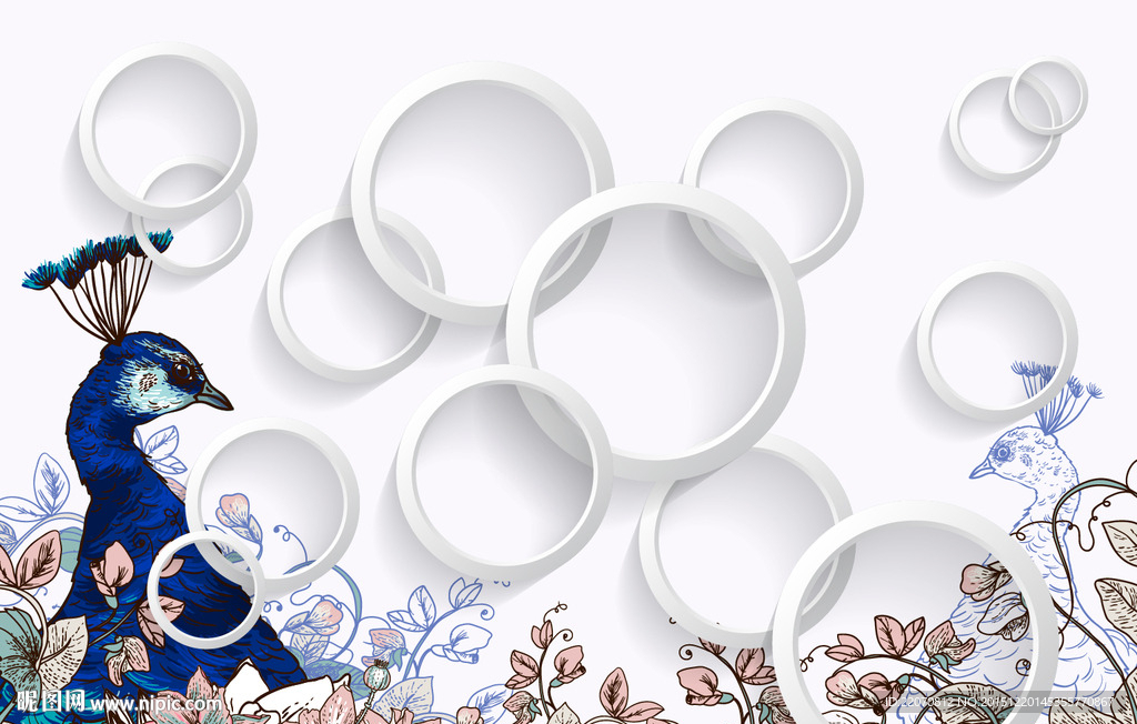 手绘孔雀背景墙