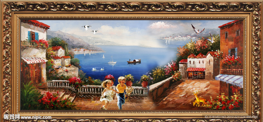 地中海油画风景