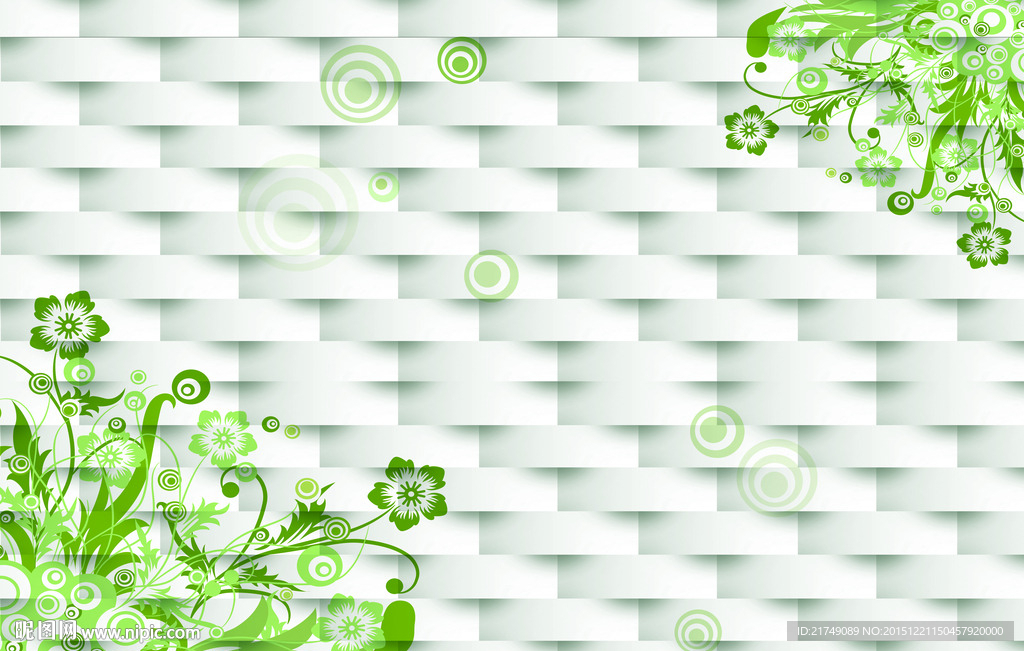 简约时尚绿叶3D电视背景墙