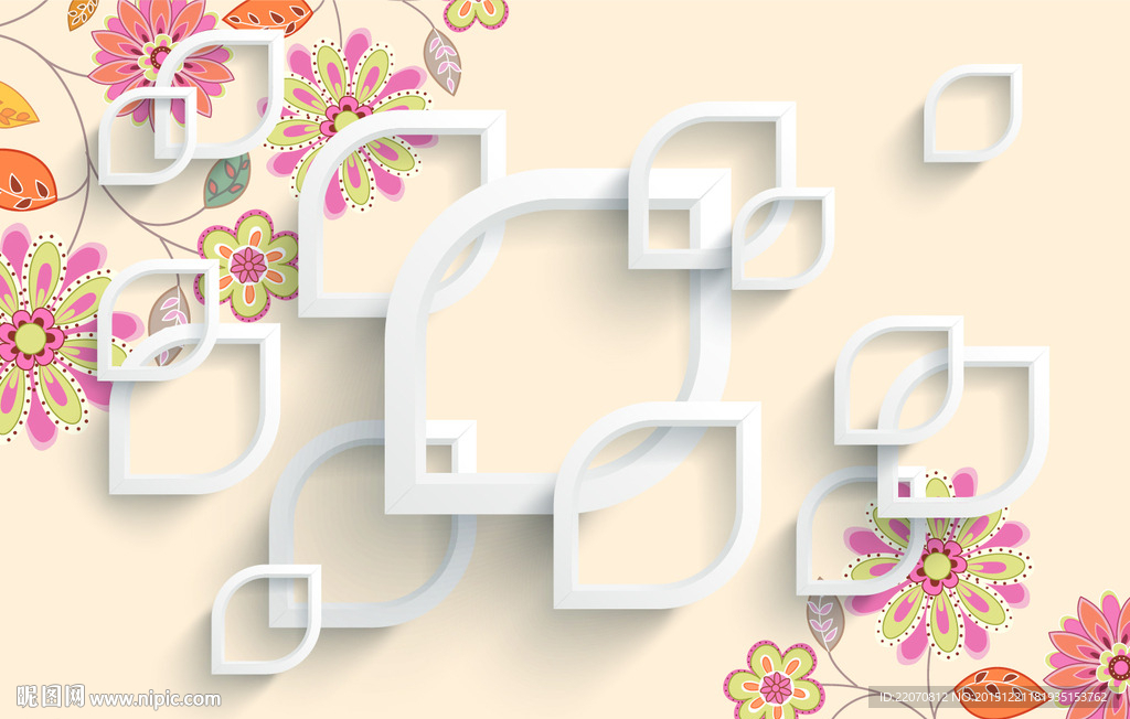 清新唯美花卉背景墙