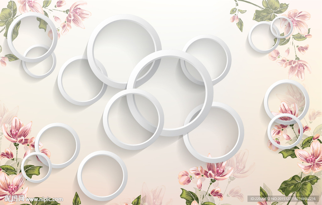 淡雅花卉背景墙