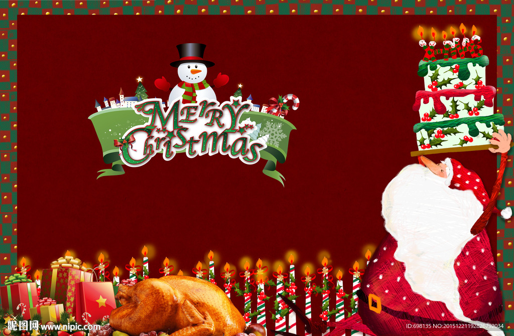 圣诞节 圣诞老人 复古 蛋糕