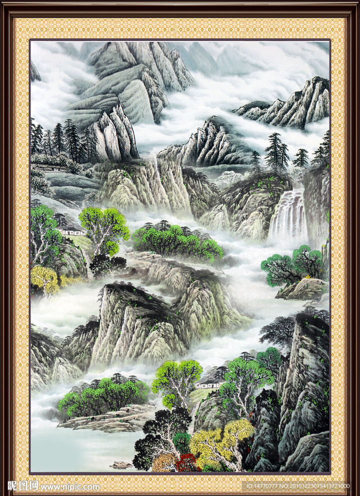 竖幅巨幅山水画