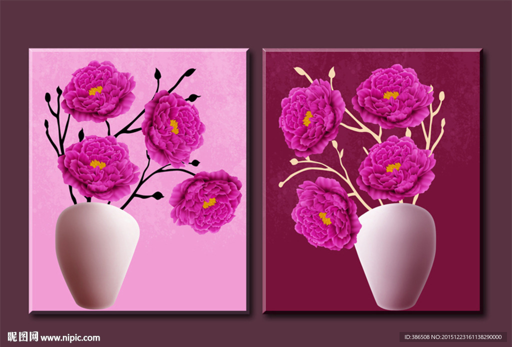 无框画花瓶牡丹