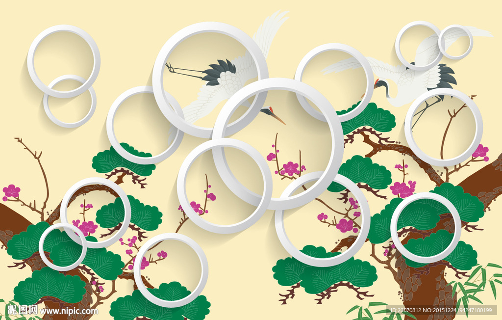 时尚松鹤背景墙