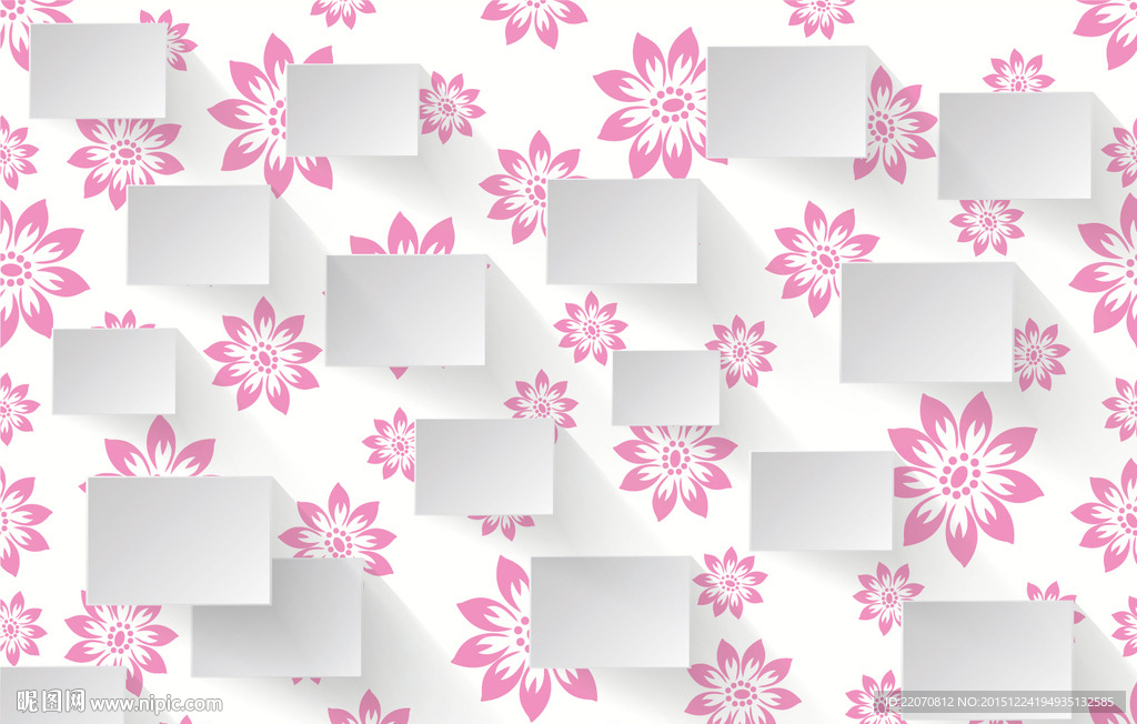 典雅粉红色花朵墙画