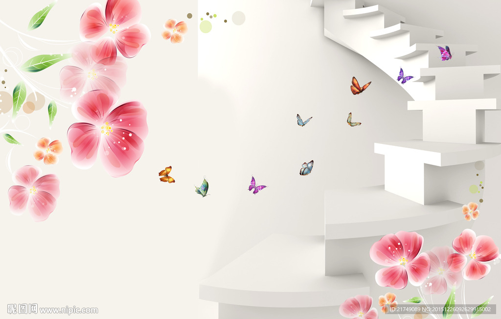 3D楼梯花纹3D电视背景墙