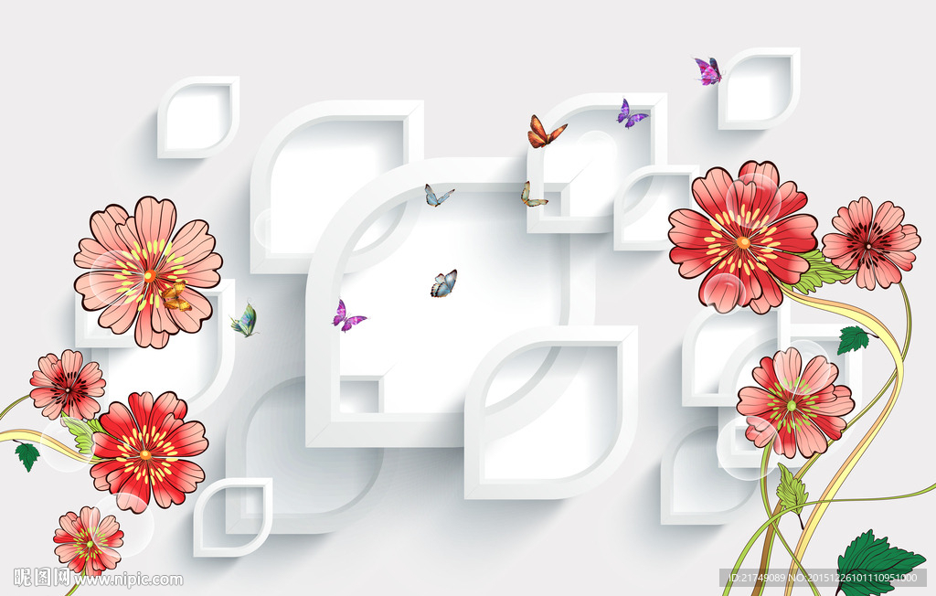 梦幻花朵手绘花淡粉雅致简约背景