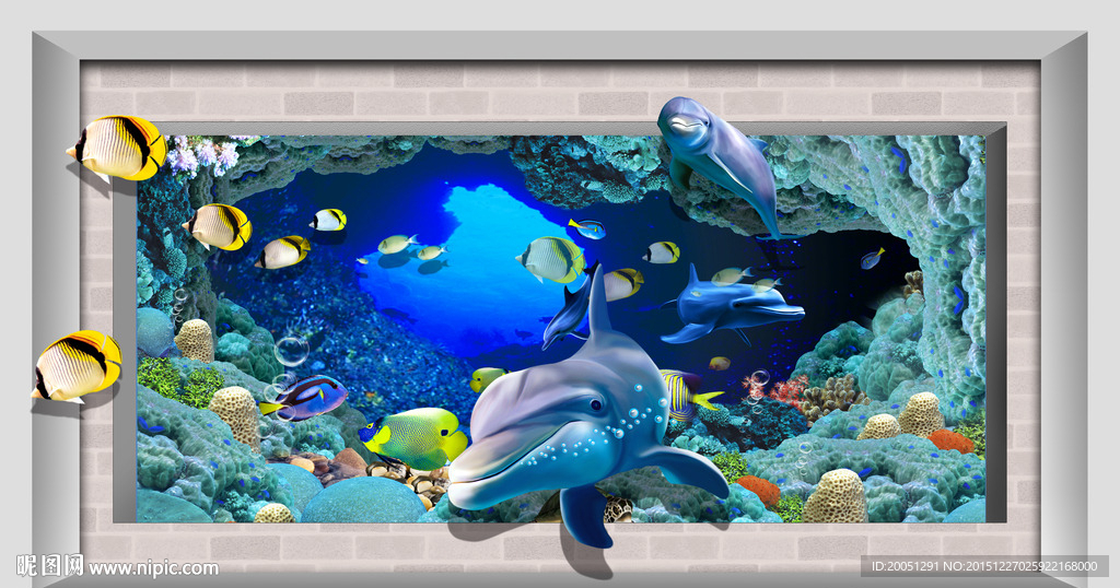 3d海豚背景墙