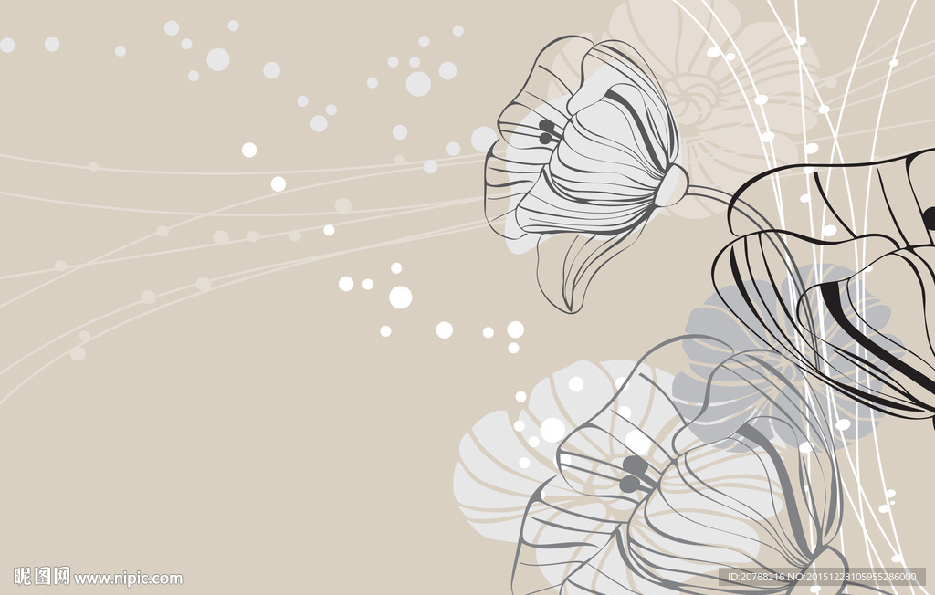 线条花卉背景墙