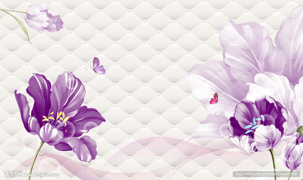 3D软包紫色背景墙