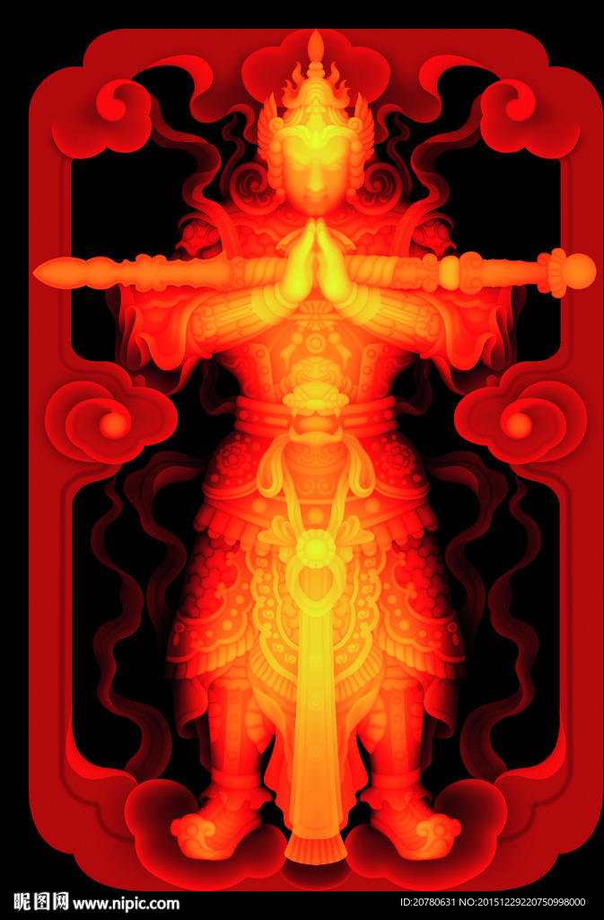 手绘天官中堂画