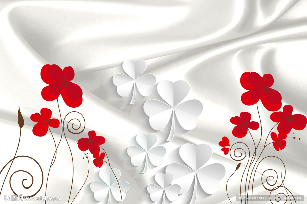 3D玫瑰花纹电视背景墙